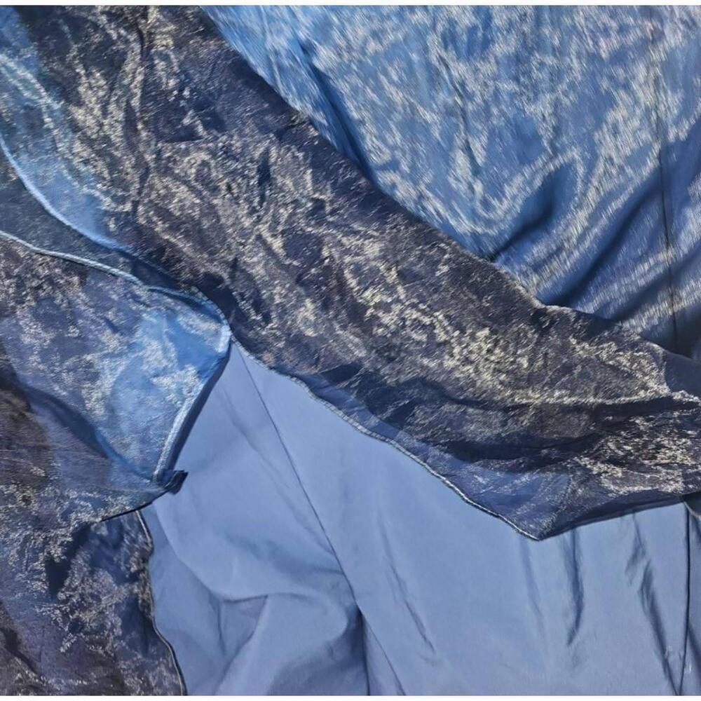 NWT Rene Ruiz Off-Shoulder Blue Organza Gown Twisted Hand Draped Pockets 6 - Picture 10 of 13